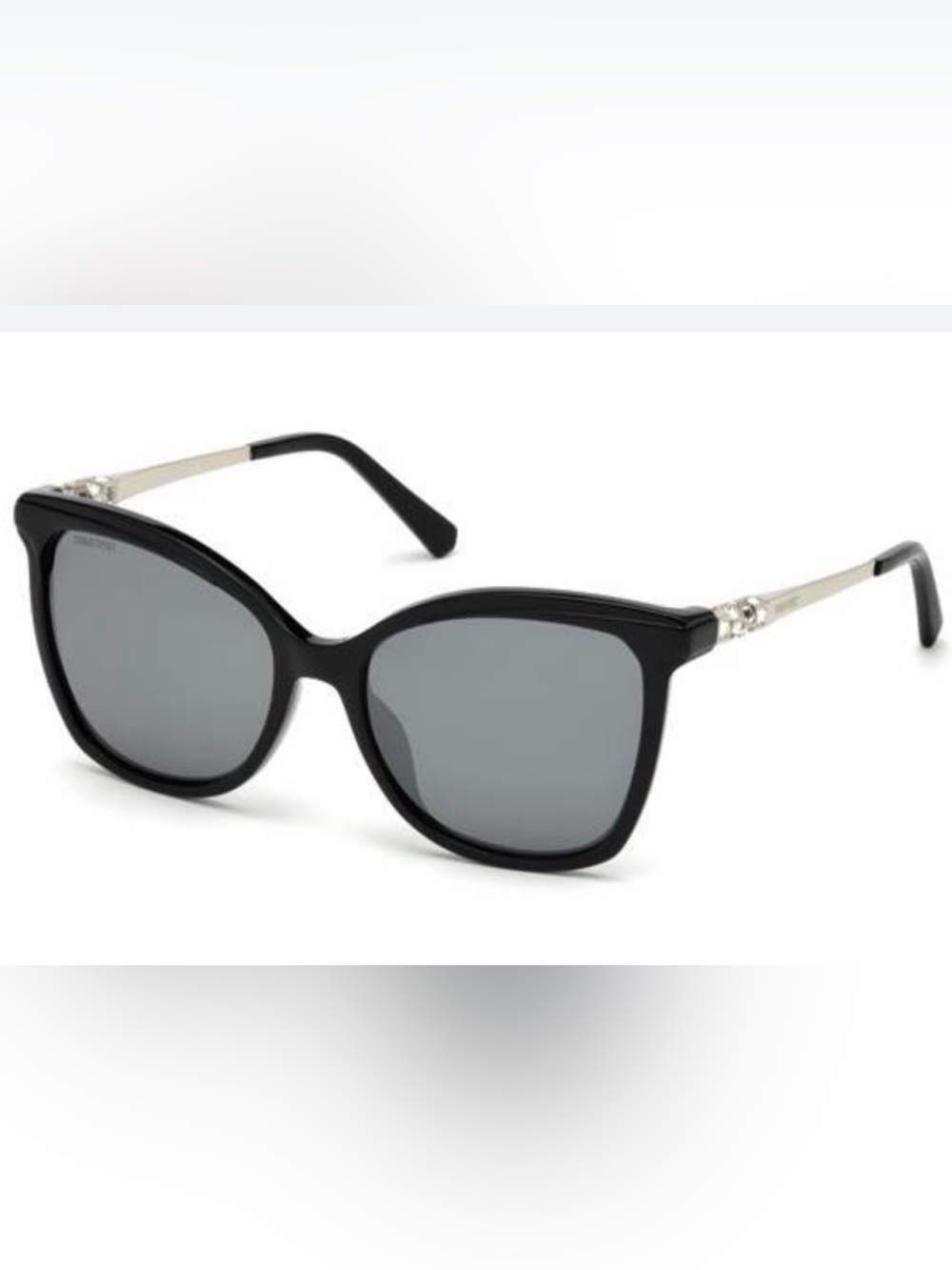 Swarovski Black Frame Smoke Mirror w/Crystal Sunglasses ~ SK154-H